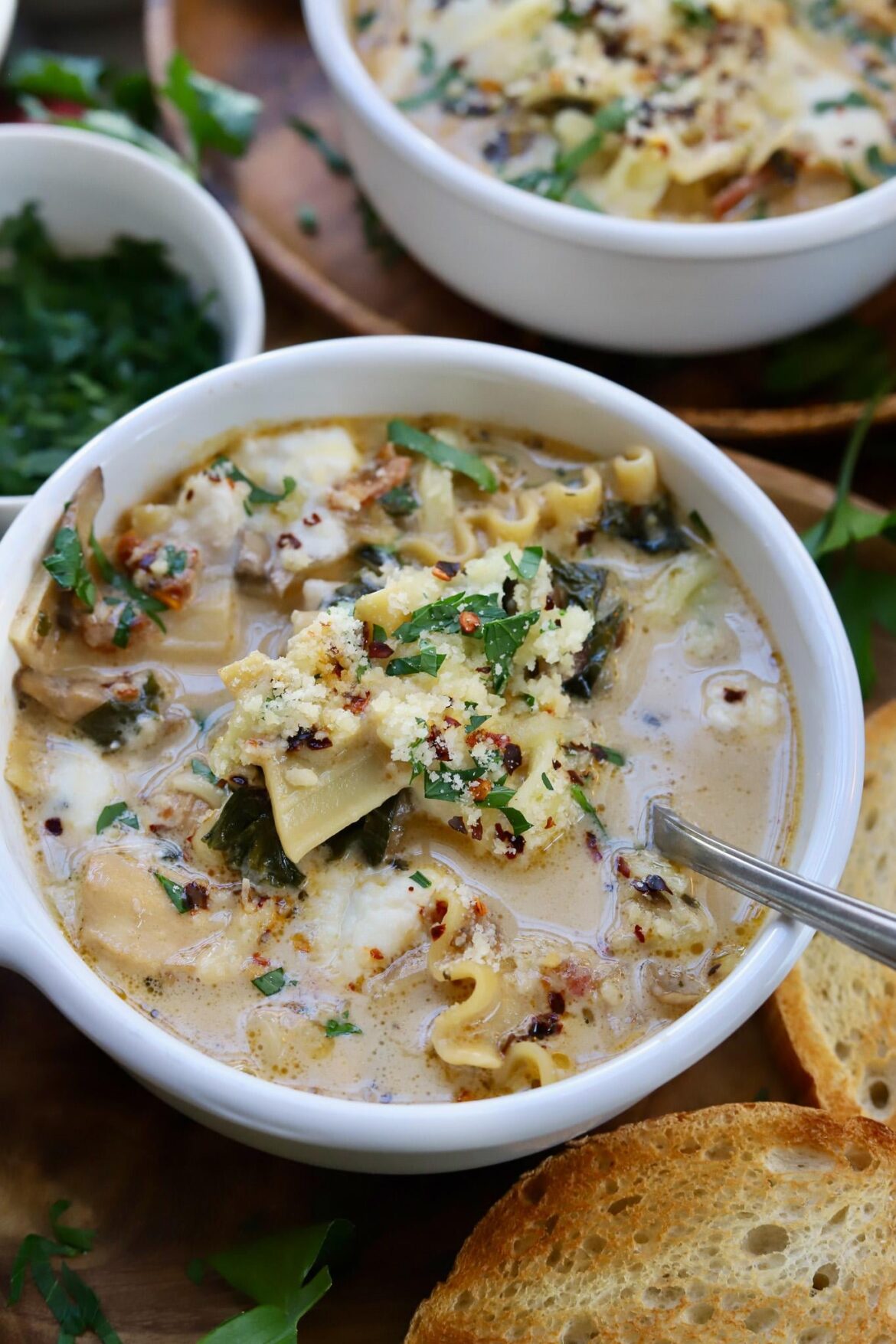 Cozy and Creamy White Lasagna Soup with Chicken