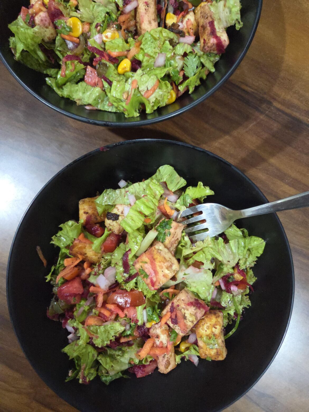 Protein in salad marinated with hot sauce, what's your take?