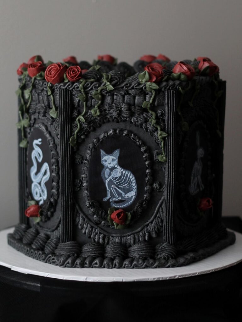 Happy Halloween! Made this moody animal skeleton cake to celebrate