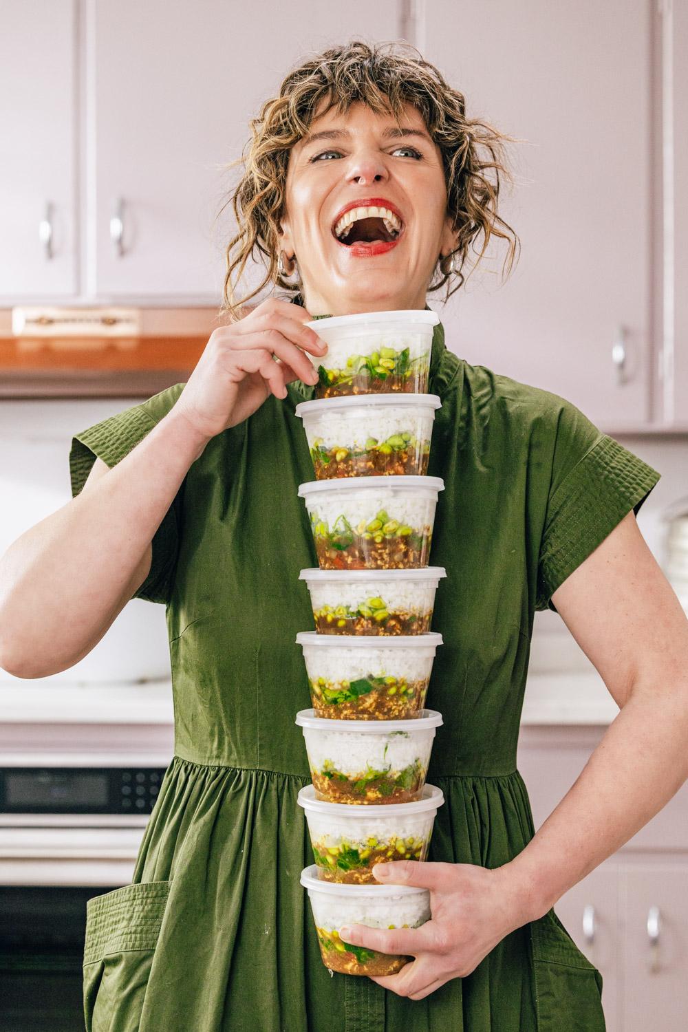 Vivian Howard holding food