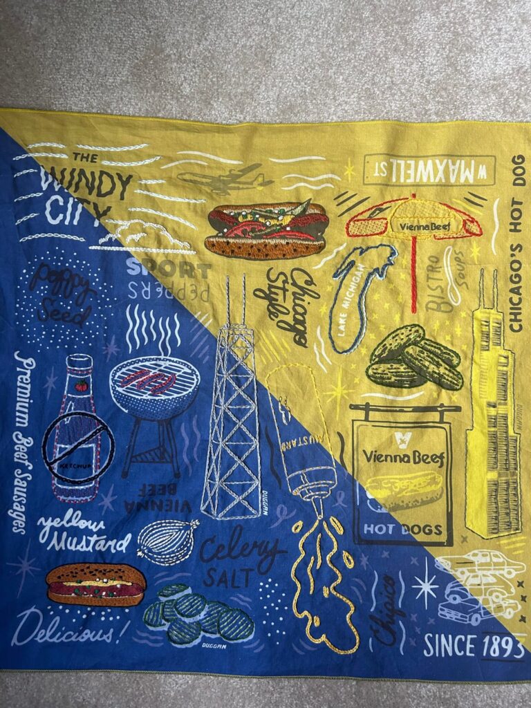 I embroidered a Vienna Beef bandana