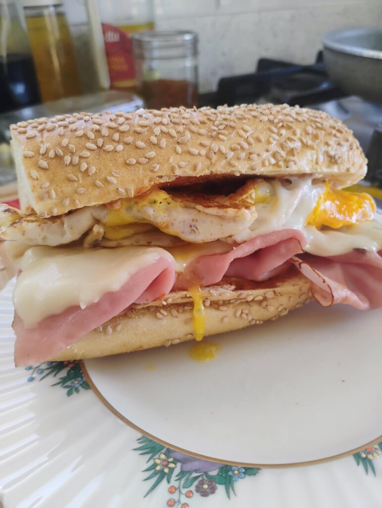 Ham, eggs & cheese on a Liscio's seeded roll