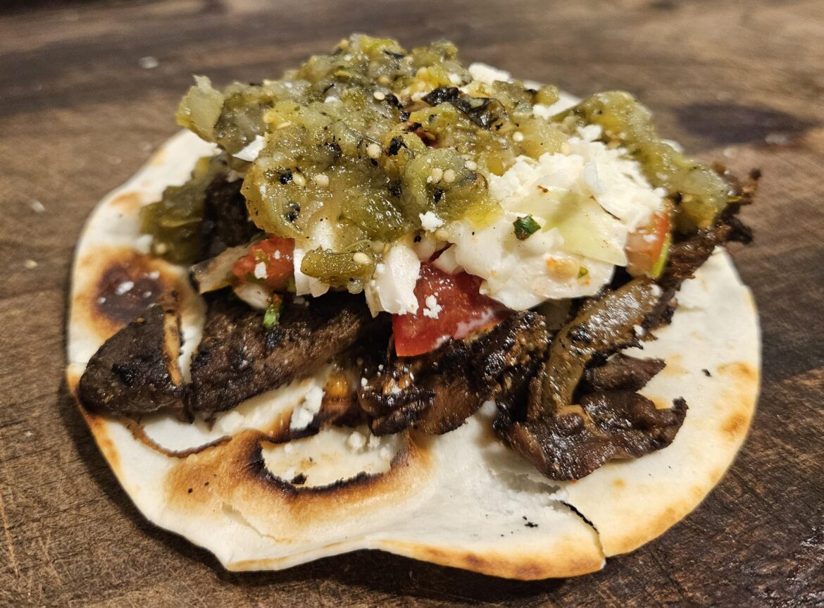 Homemade Braised Sika Taco with Roasted Tomatillo Salsa