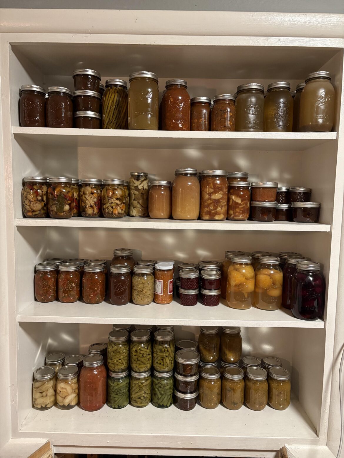 Proud of my canning shelf for this year