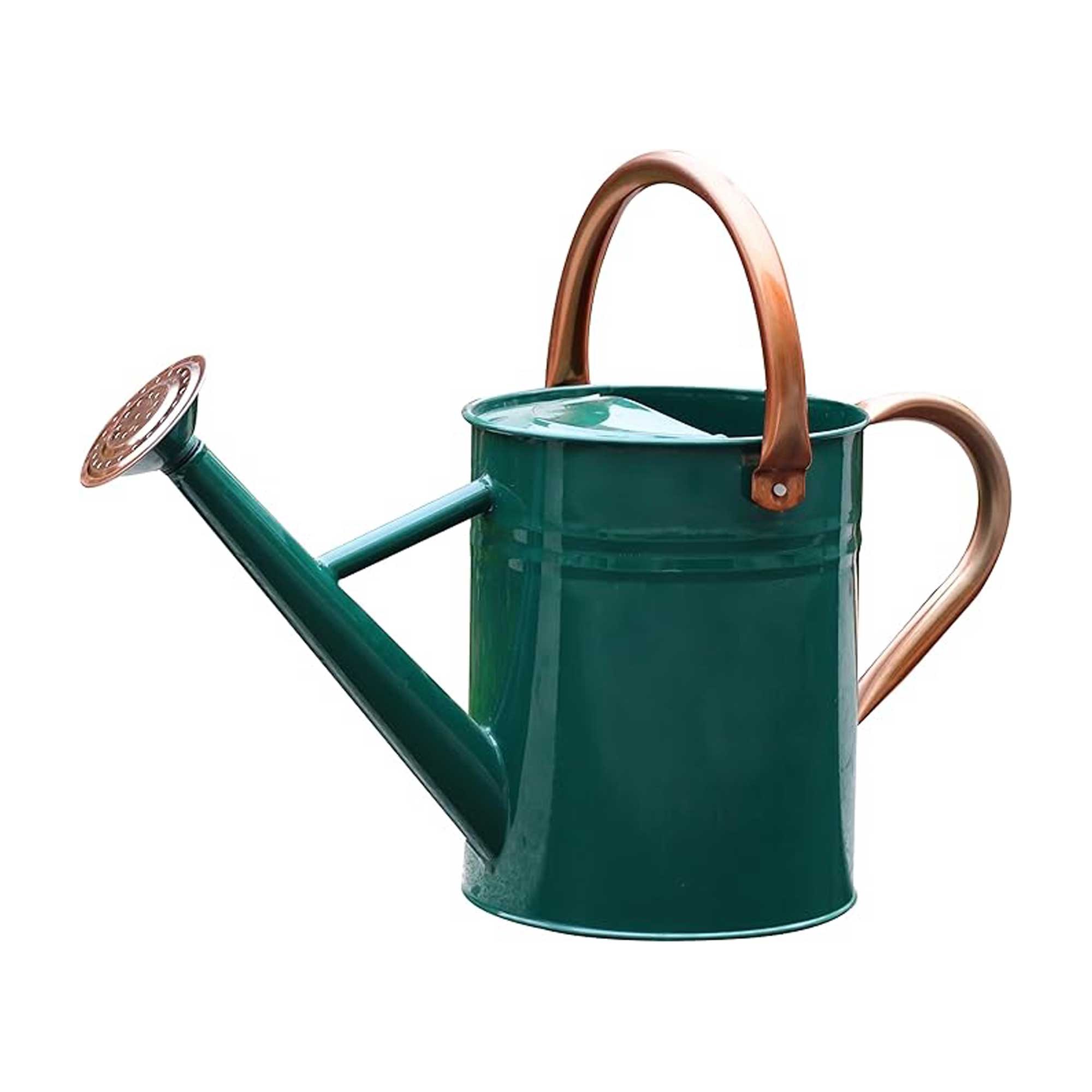 green metal watering can