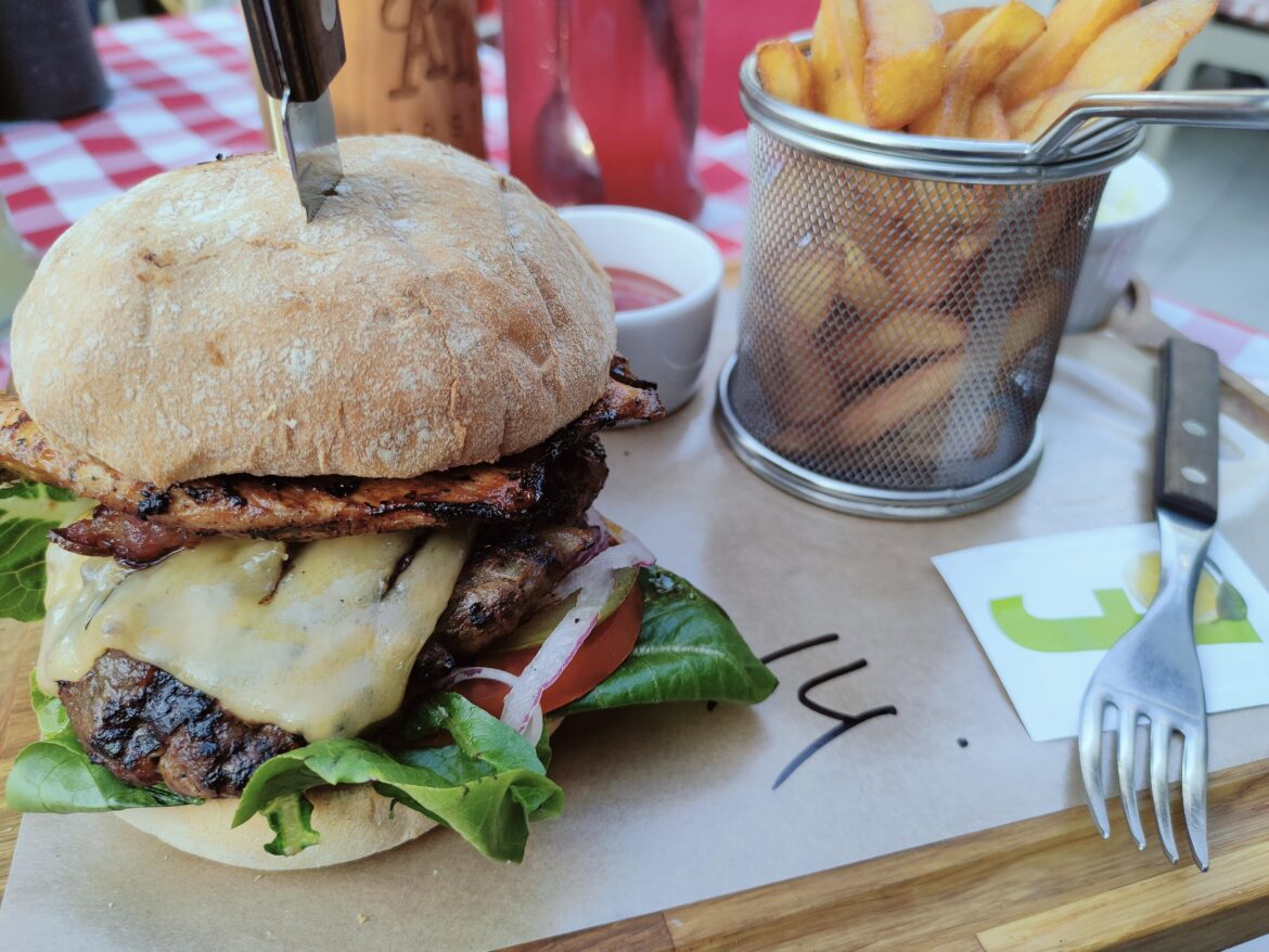 Burger from american sports bar in poland