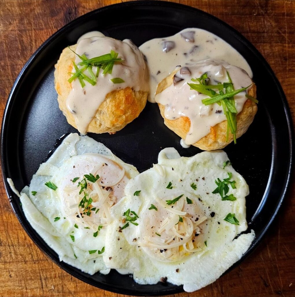 Cheddar Biscuits & Mushroom Gravy