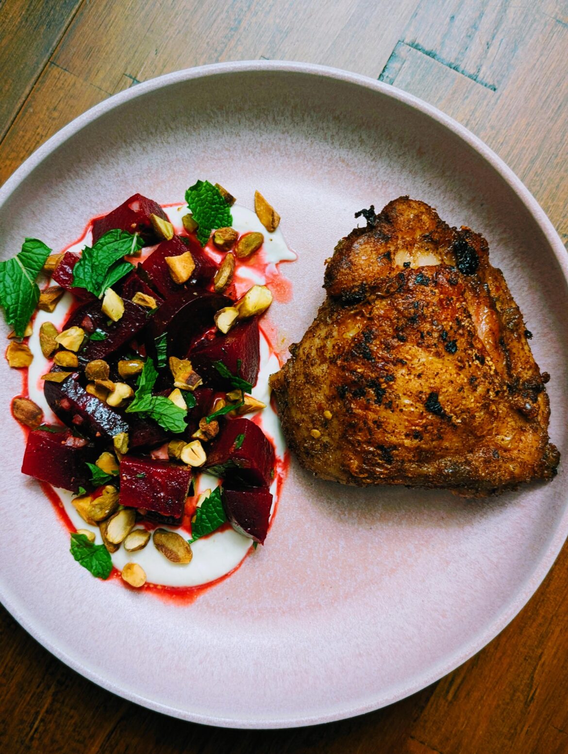 Roasted-Beet Salad With Horseradish Crème Fraîche and Pistachios