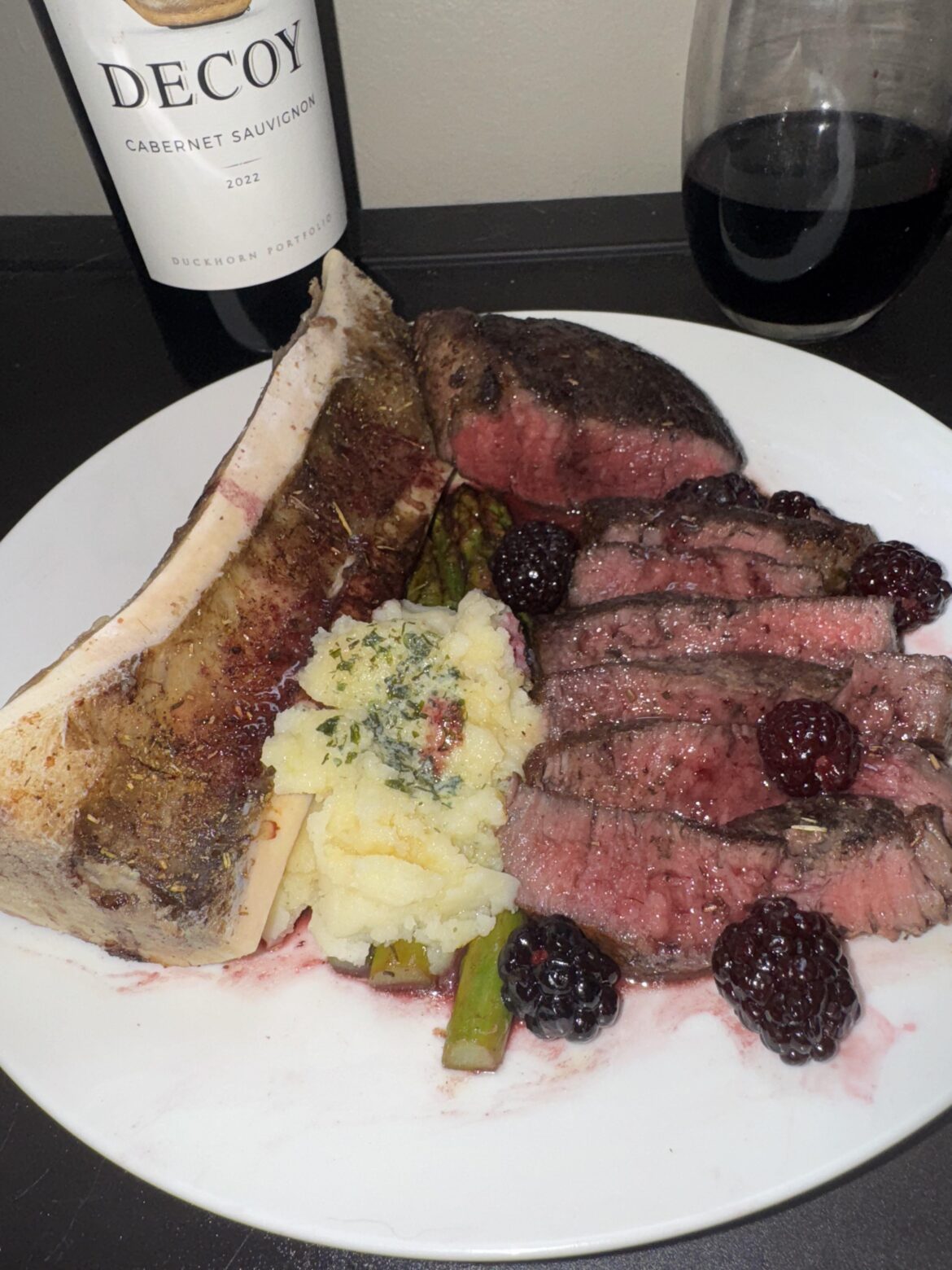 Ms9 Wagyu filets w/ blackberry wine reduction