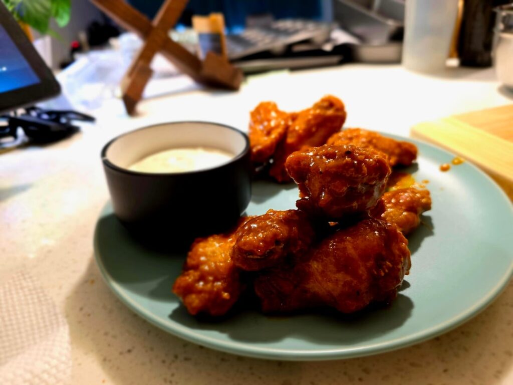 Homemade Carolina Gold and Buffalo Sauce wings... Sunday is always wing day