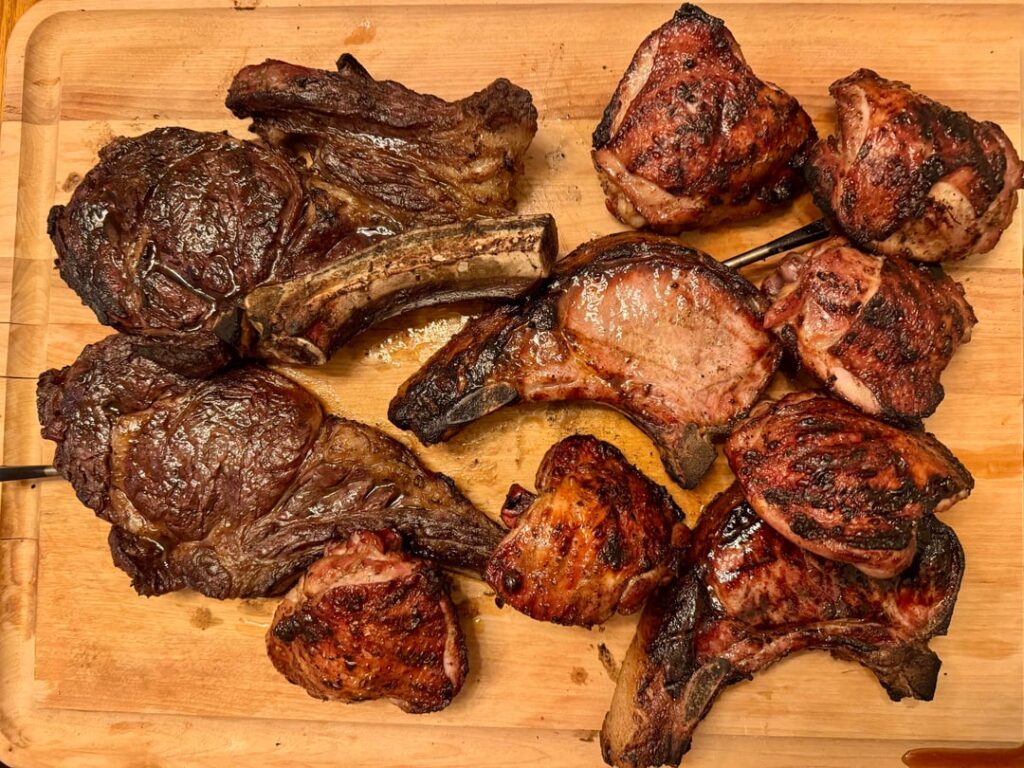 Steak, chops and chicken thighs!