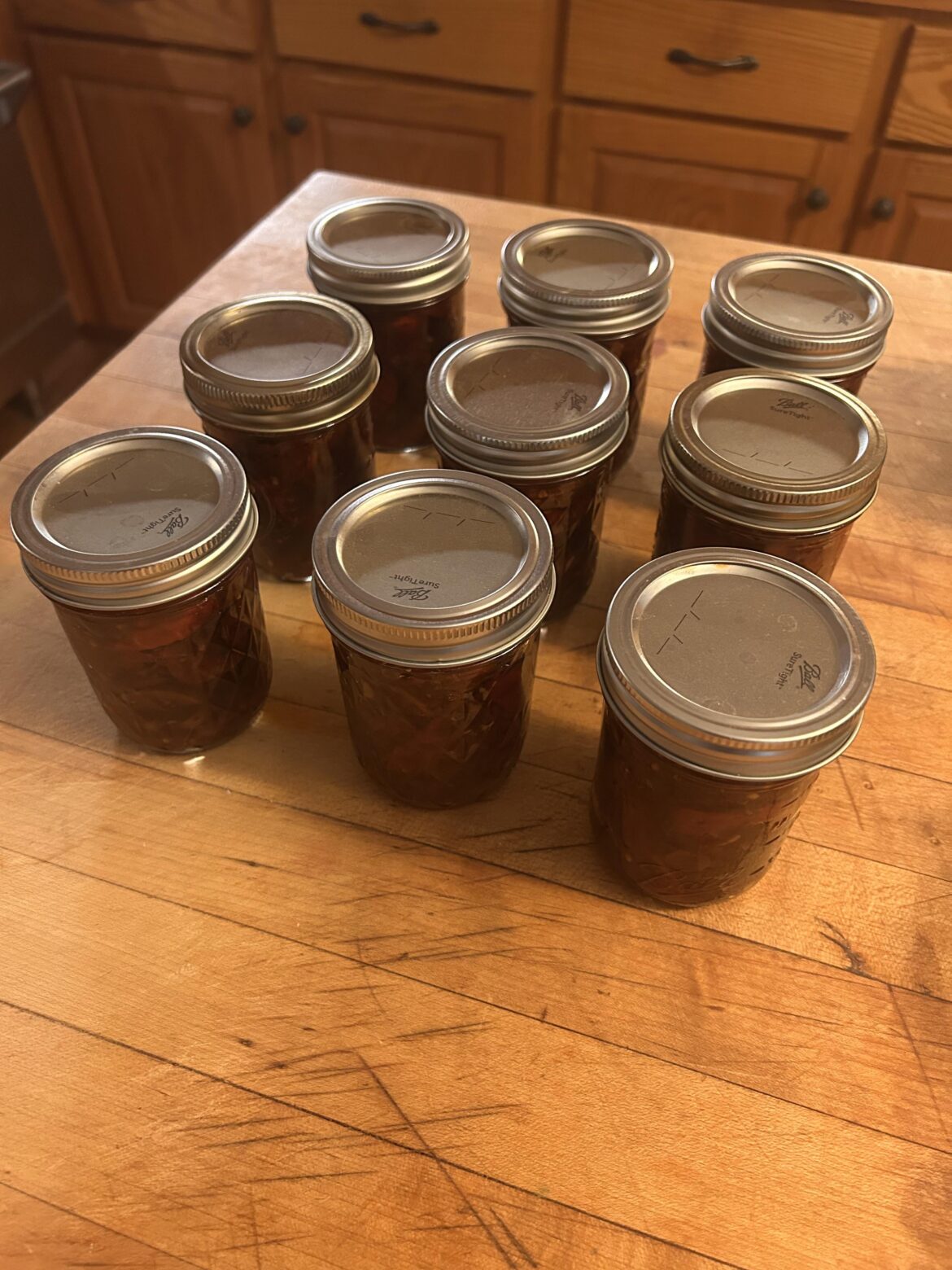 Home grown and homemade chipotle chiles in adobo.