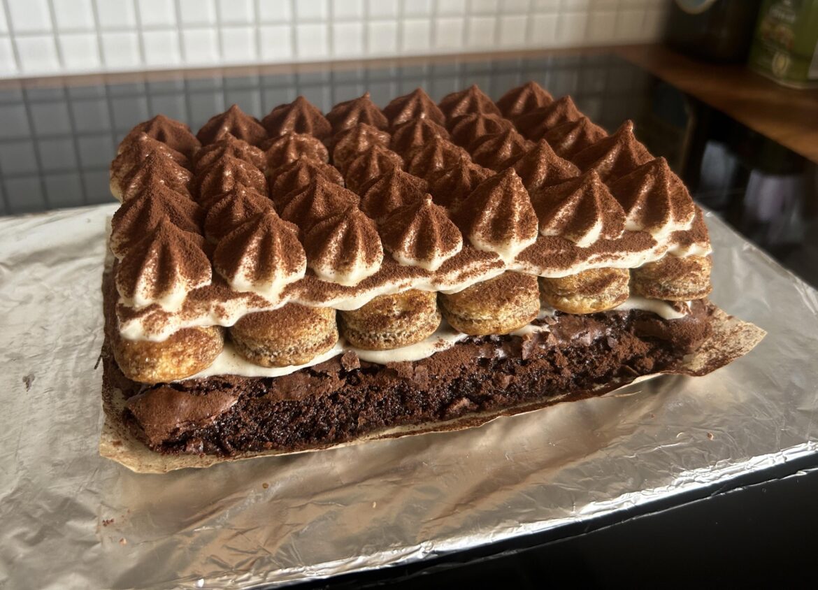 Tiramisu with a brownie base!