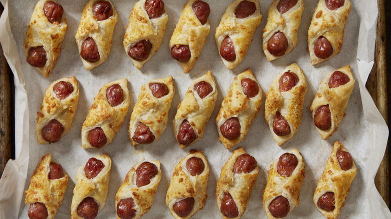 pigs in a blanket on parchment covered pan