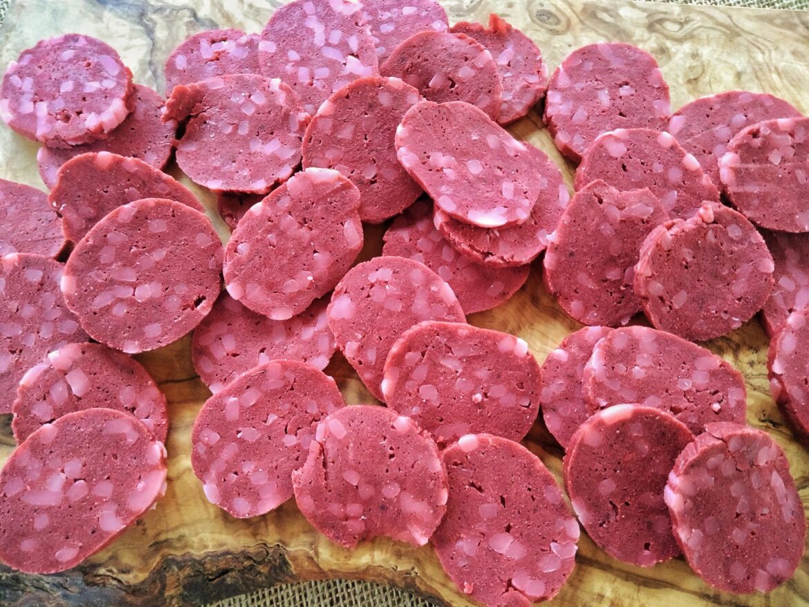 Homemade seitan salami