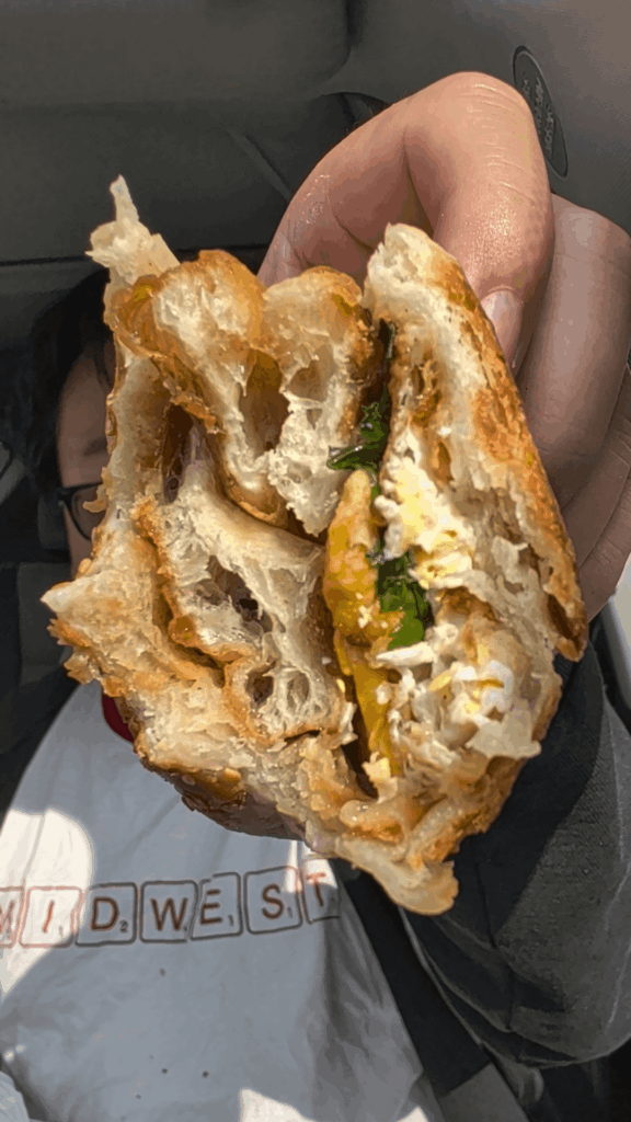 Assemble yourself a Shaobing youtiao with an egg at yuton dumpling in westmont