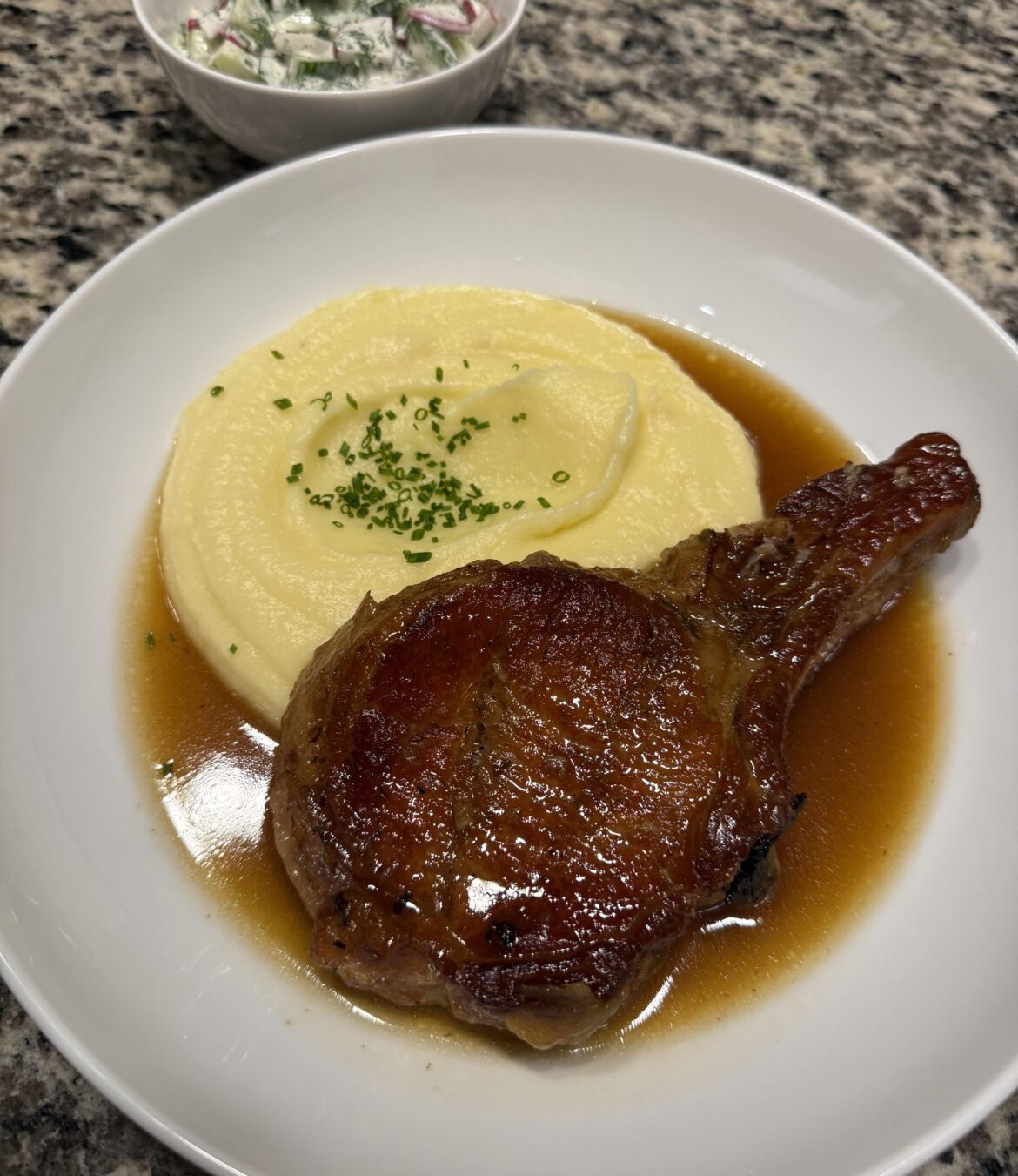 [homemade] braised pork chop and creamy mash