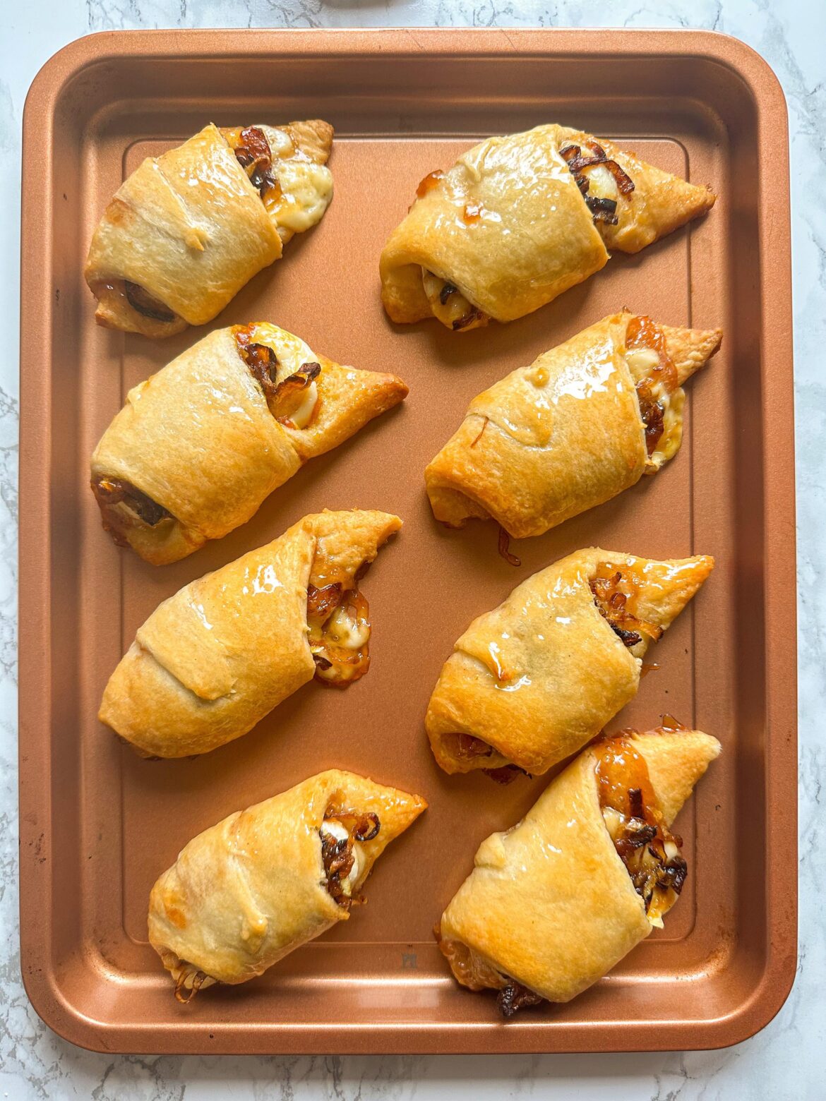 Baked Brie, Apple Jam, and Caramelized Onion Crescent Rolls