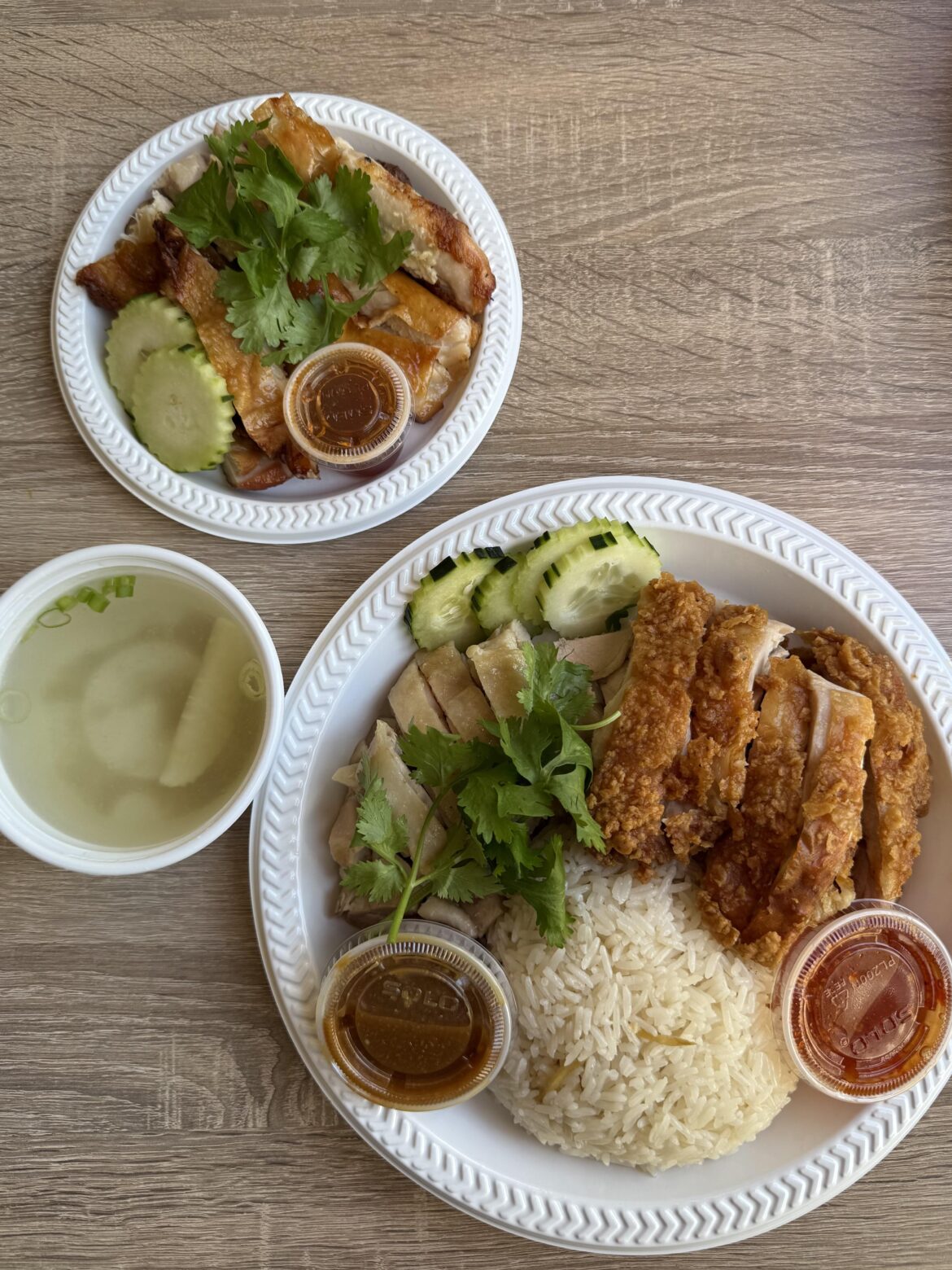 Chick It Out “Khao Mun Gai” - Thai chicken rice with chicken prepared 3 ways: fried, roasted, and poached. (Astoria, Queens)
