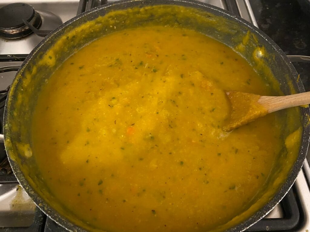 200 calories per large bowl. Butternut squash and chickpea soup.
