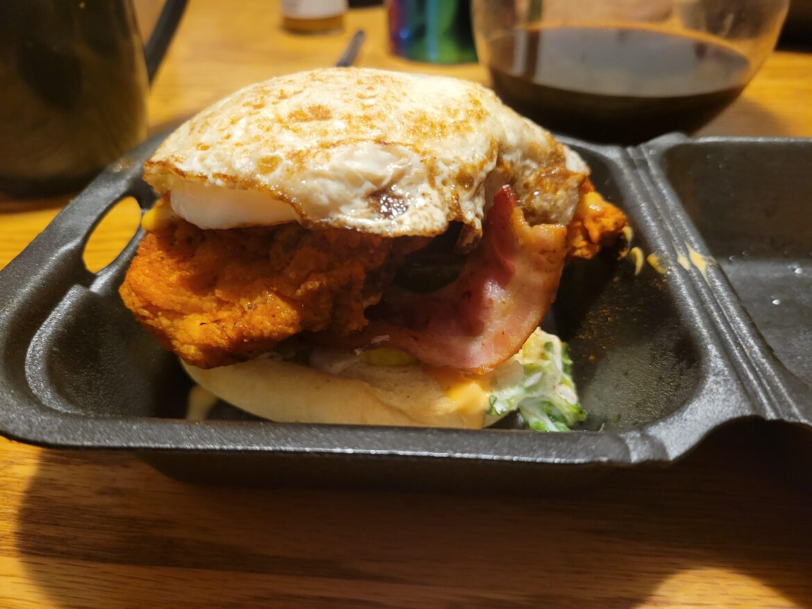 Saved my free Daves Hot slider from yesterday and made breakfast.