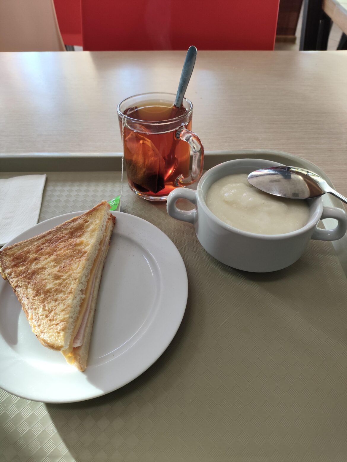 Breakfast at the office cafe, 1.8€, Saint-Petersburg, Russia.