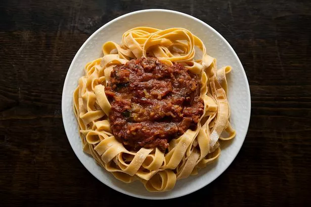 a homemade creamy pasta tagliatelle
