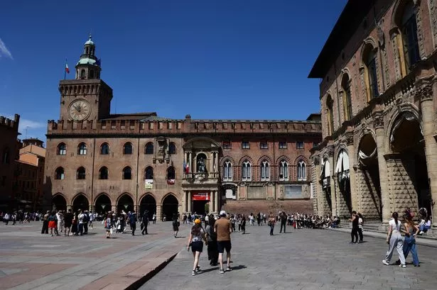 Bologna in Italy - the Palazzo d'Accursio and Piazza Maggiore 