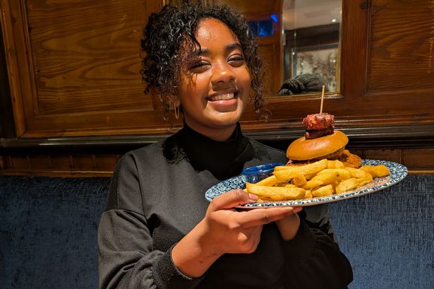 Shania about to eat pigs in blankets