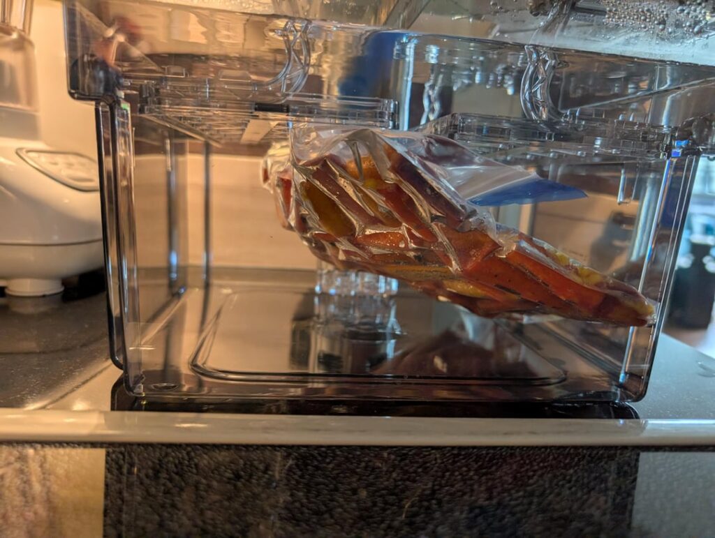 Carrots almost uncooked (185°F, 2h30)