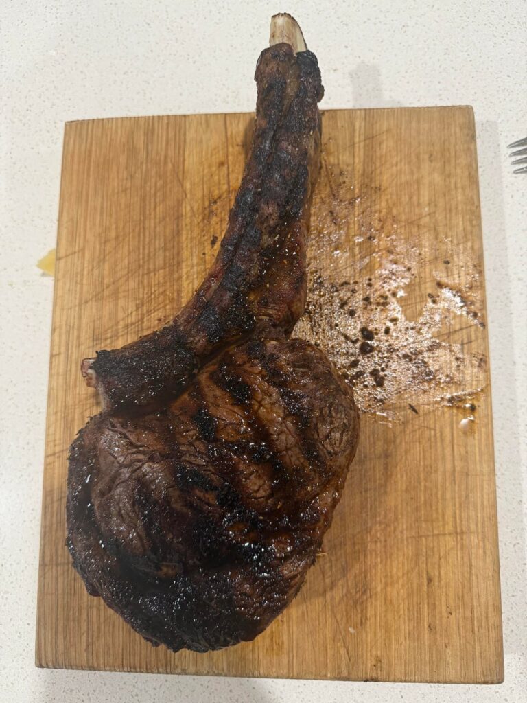 First time reverse sear tomahawk steak