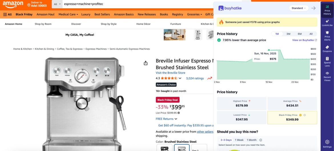 Amazon hiked the price to $575, dropped it to [$399], and called it a 33% Black Friday deal