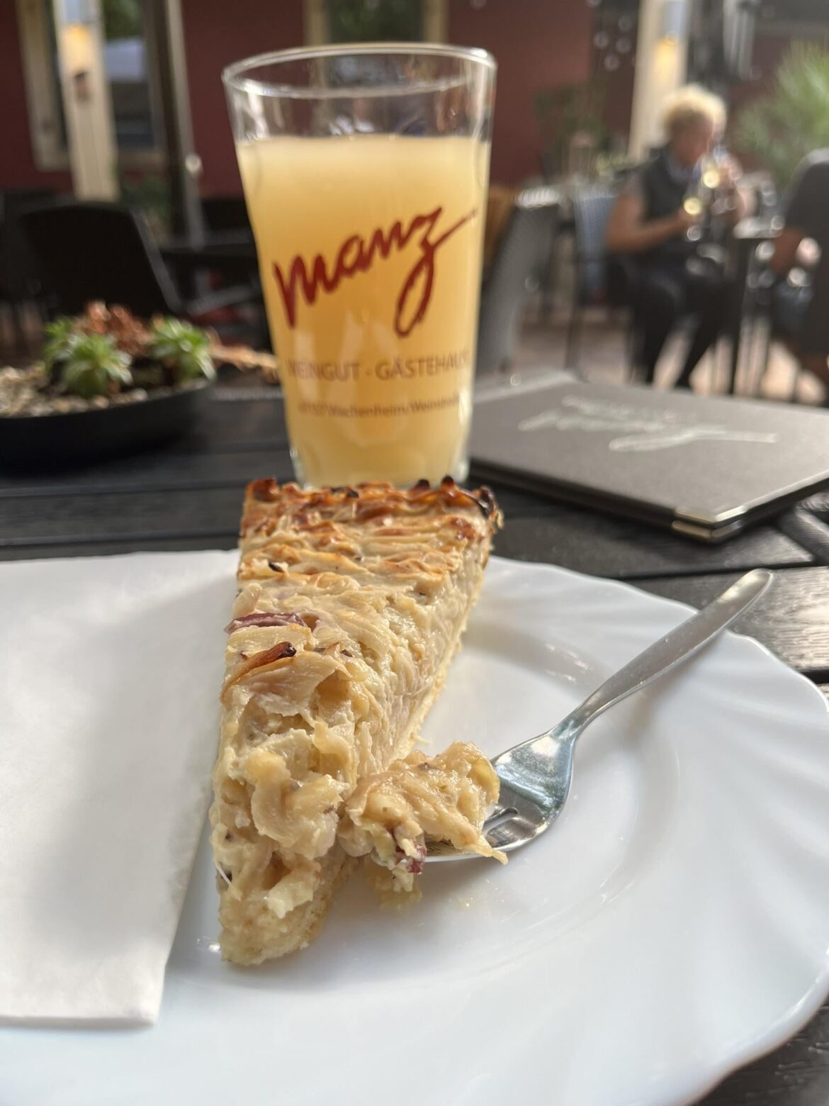 Onion tart and new wine