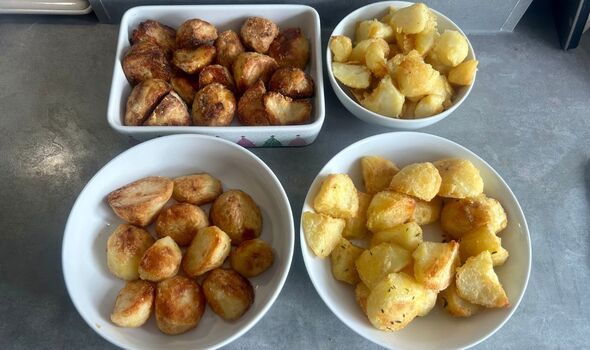 Roast potatoes in bowls Roast potatoes in bowls