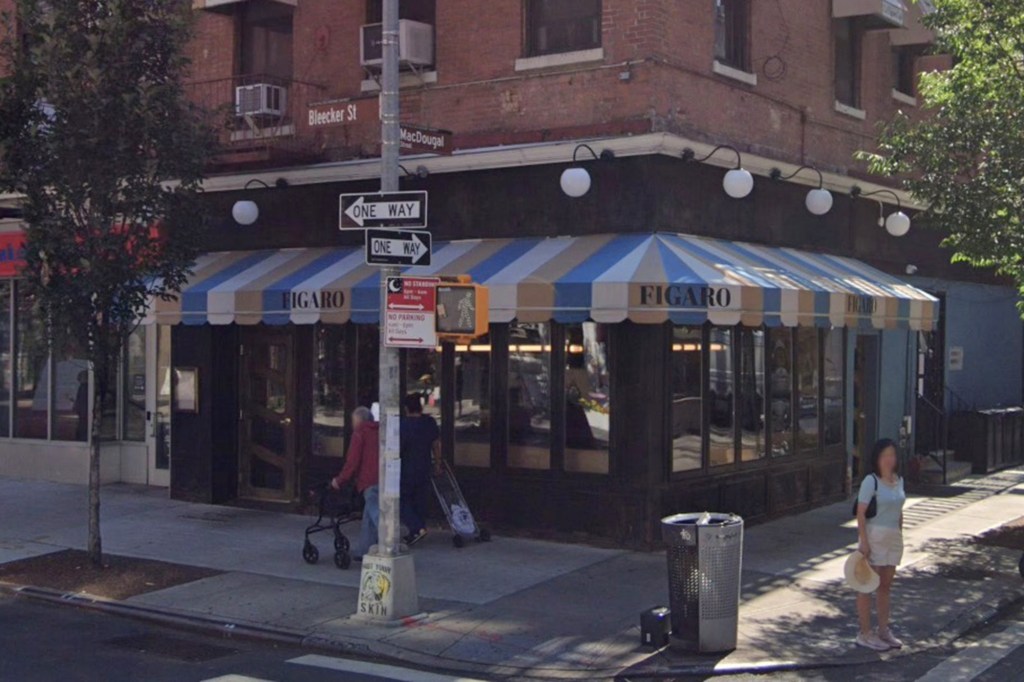 The current location of Figaro at 184 Bleecker Street, New York, NY 10012, which will be the location of a new Motek restaurant.