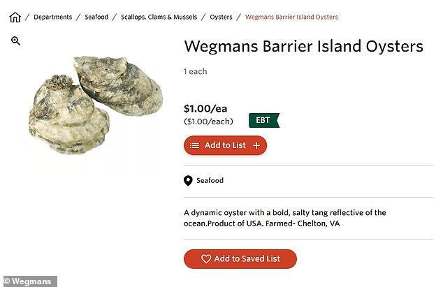 Oysters are also available through SNAP. The program, also known as food stamps, covers purchases of all fresh foods, including fruits, vegetables, meats, dairy products, and more