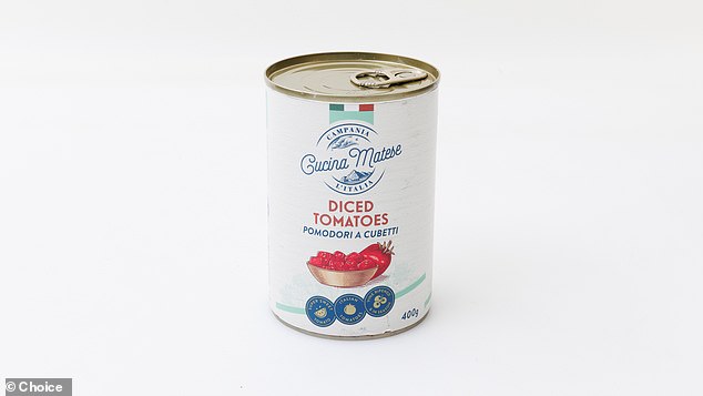 Cucina Matese Diced Tomatoes ($1.40) claimed the runner-up spot with 76 per cent