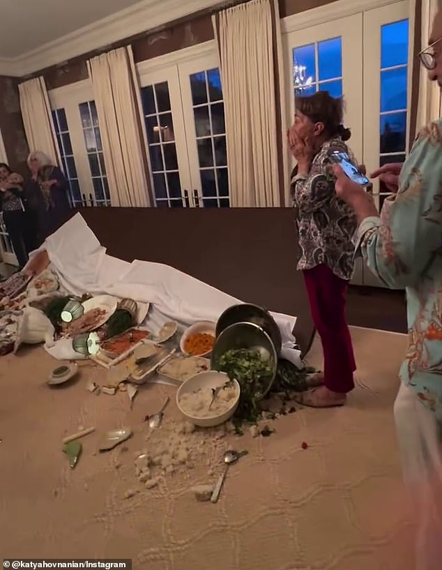 Delicious dishes and precious ornaments were sent tumbling to the floor