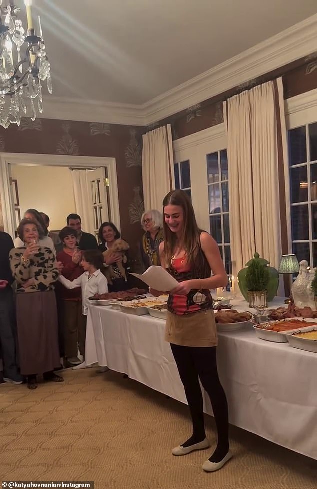 Relatives from a new Jersey family were enjoying listening to a pre-Thanksgiving meal speech