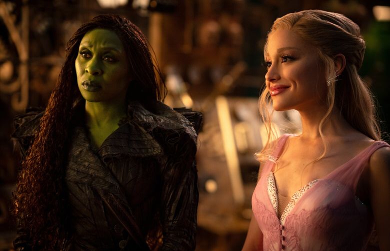 Cynthia Erivo as Elphaba, left, and Ariana Grande as Glinda in “Wicked: For Good.”