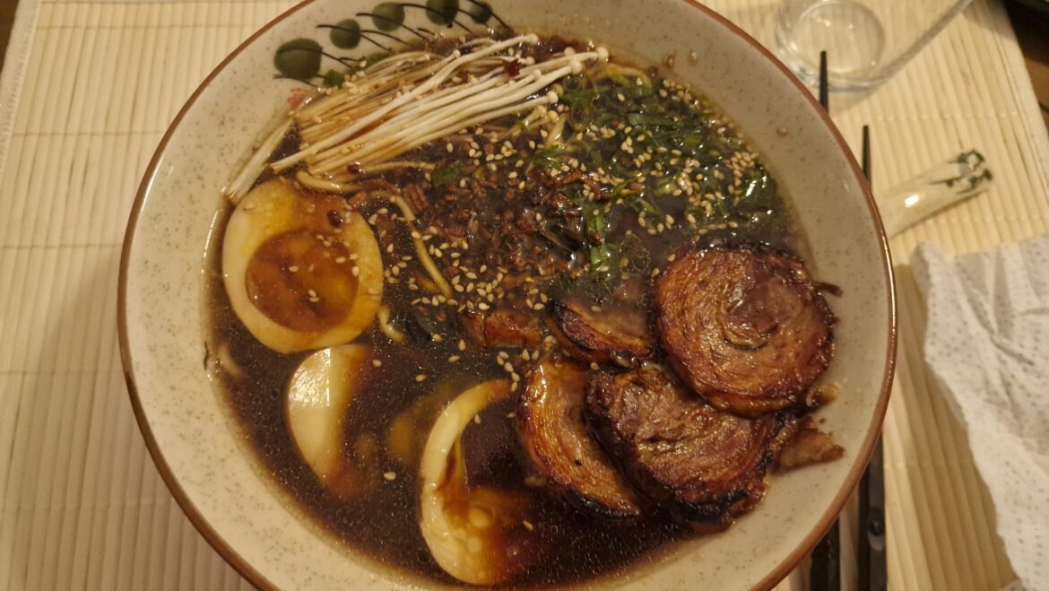 My first attempt at Tonkotsu Shoyu ramen