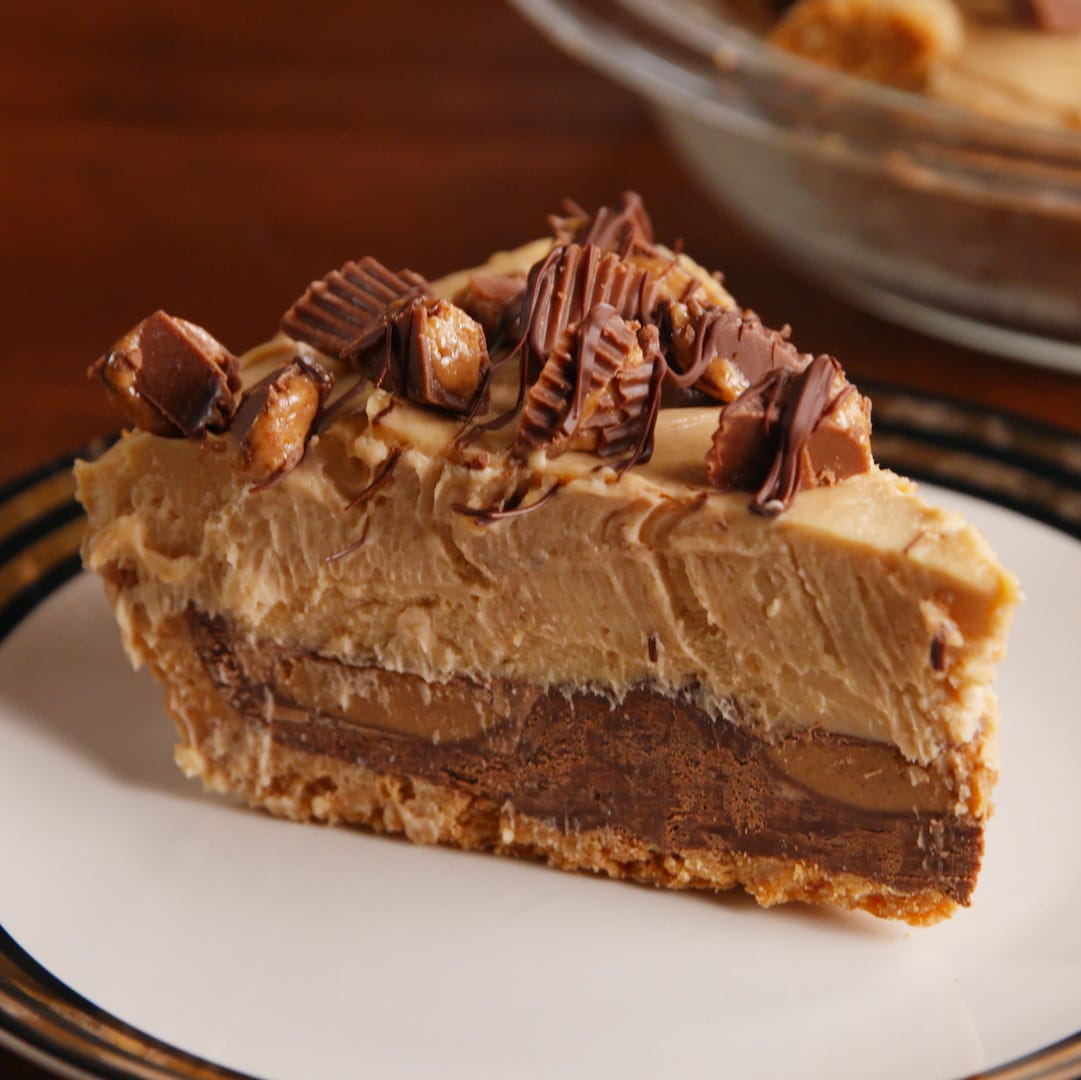 reese's stuffed pie horizontal slice