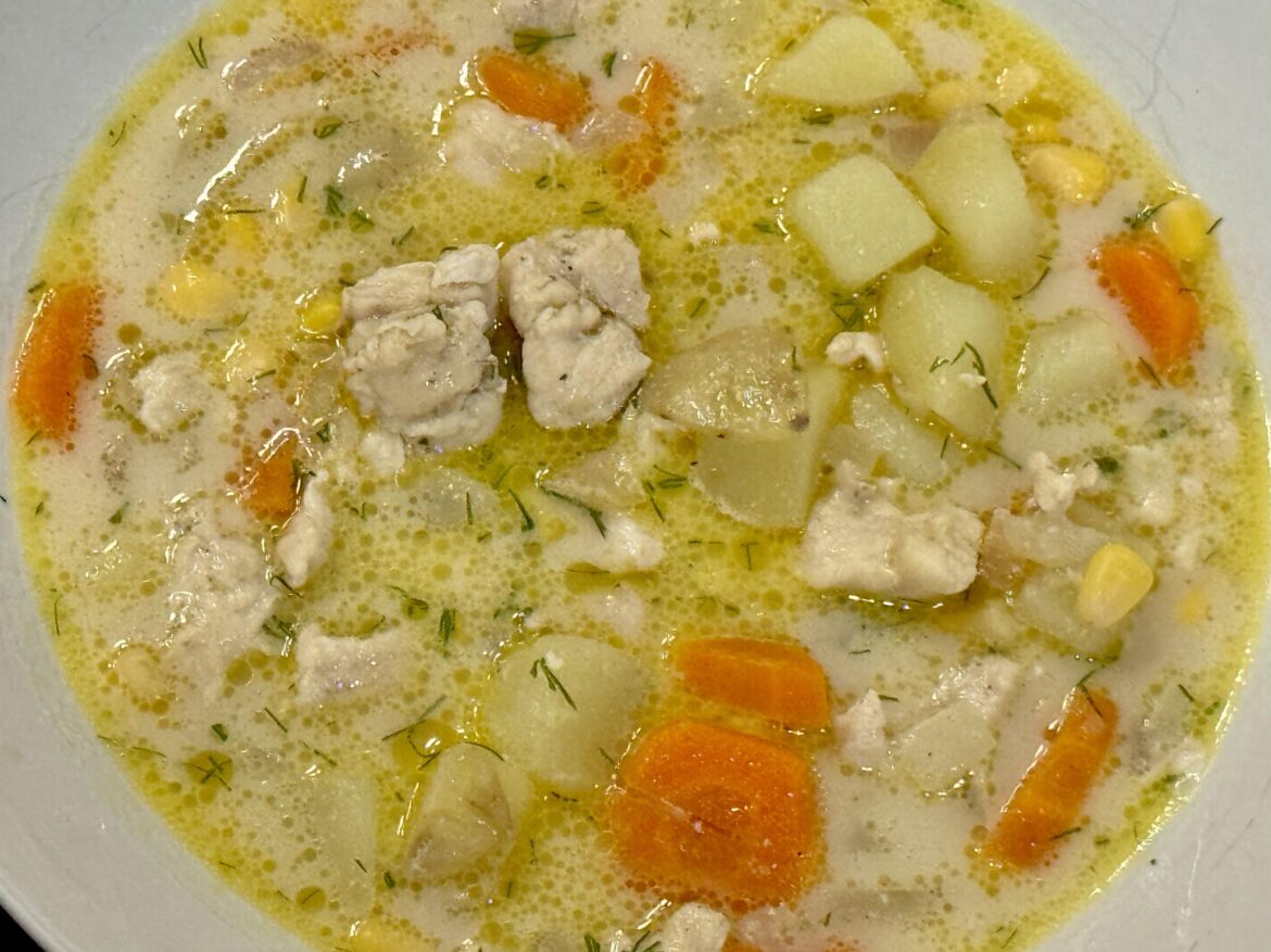 Creamy chicken, potato, and corn soup