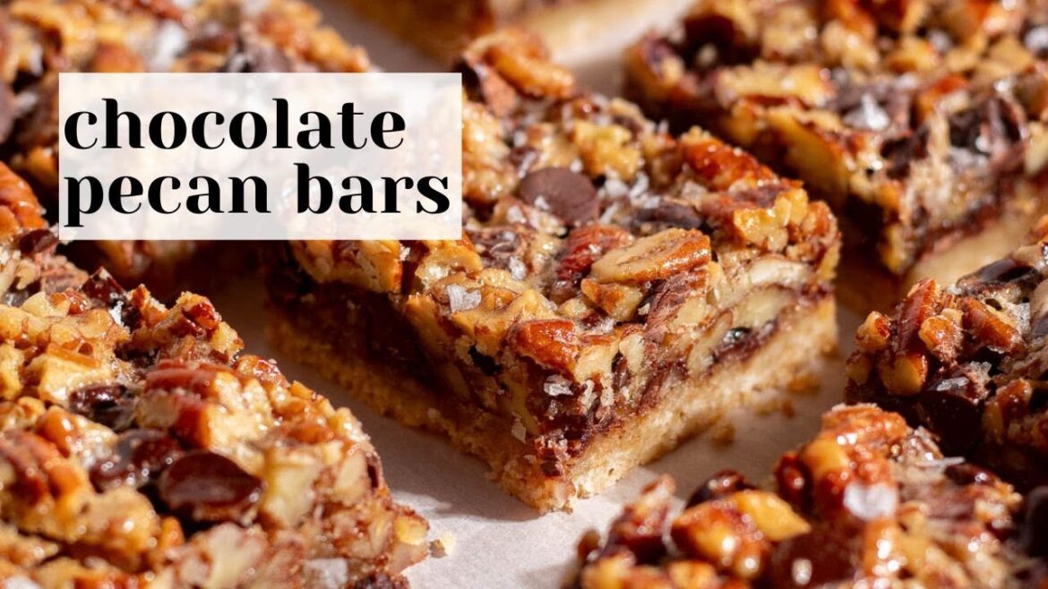Chocolate Pecan Pie Bars Recipe with Crunchy Pecans