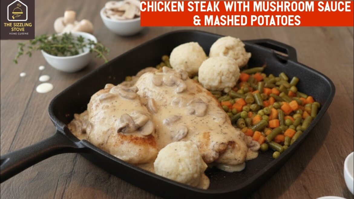 Chicken Steak with Mushroom Sauce & Mashed Potatoes | Restaurant Style Steak Recepie