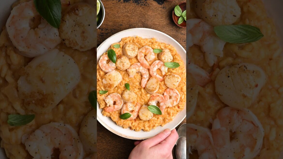 Red curry seafood risotto. recipe link in description. #risottorecipe