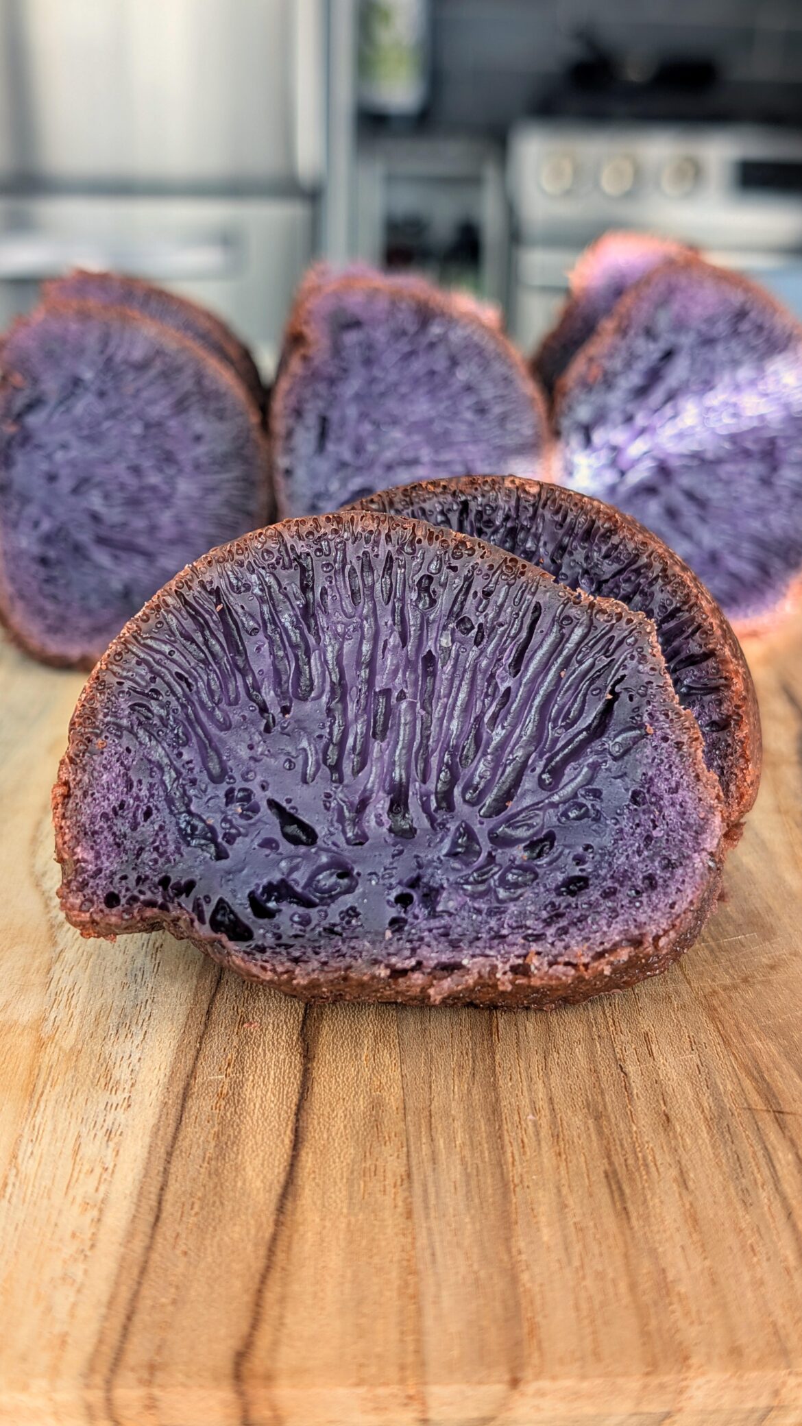 [OC] Ube Bánh Bò Nướng (Vietnamese Honeycomb Cake)