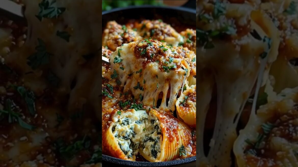 Easy Spinach and Ricotta Stuffed Shells   #recipe #foryou #shorts #viral