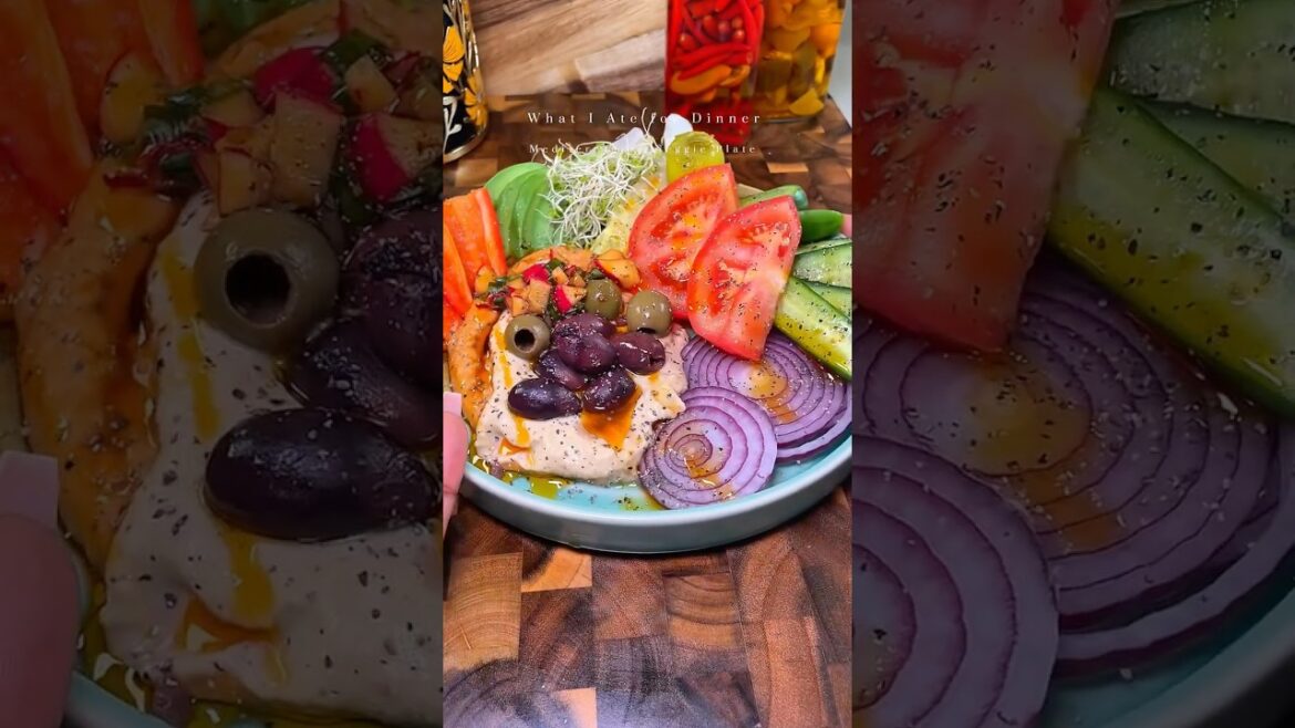 Vibrant Mediterranean Hummus Bowl | Fresh Veggies, Olives & Creamy Dip