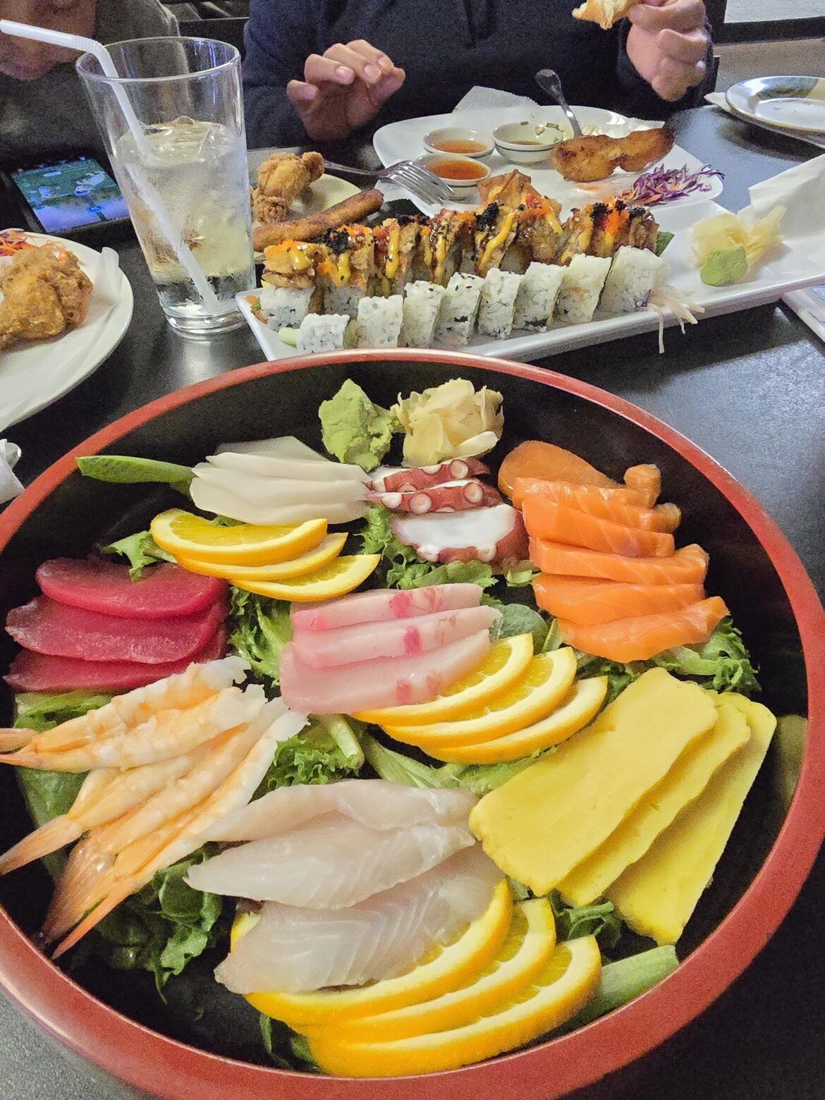 What fish is the white meat(left of the Wasabi) ?